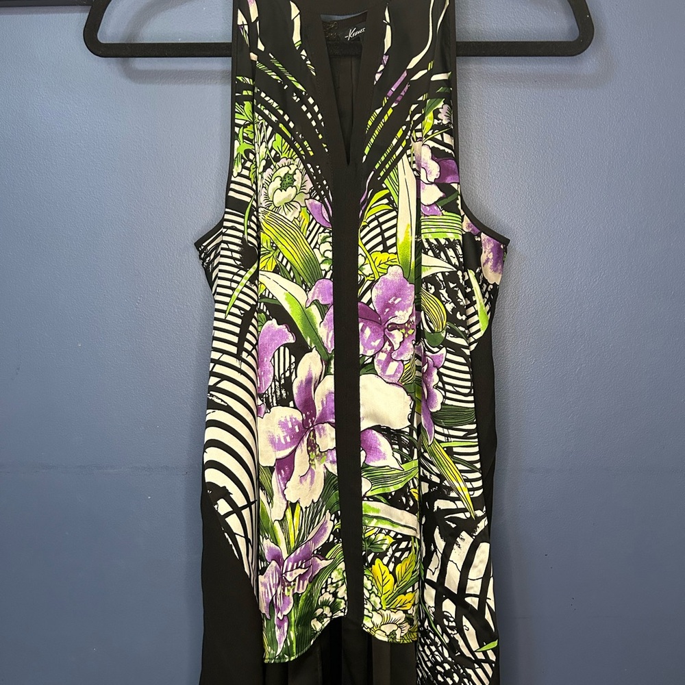 Kenneth Cole Black and Purple Floral Tank Top
